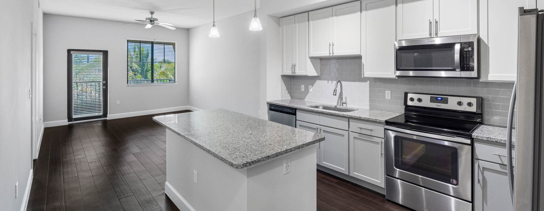 Well-lit kitchen with ample counter space